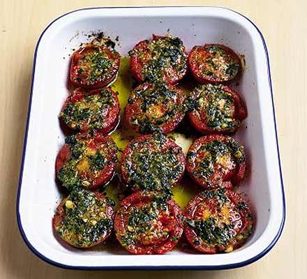 Roast tomatoes with pesto