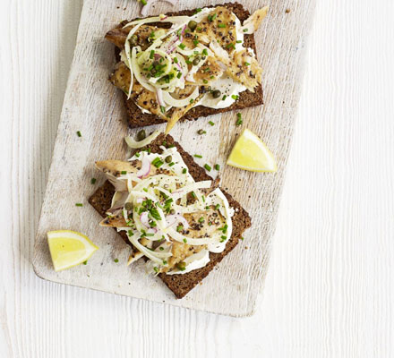 Open mackerel sandwich with fennel slaw