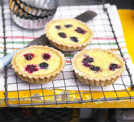 Blackberry custard tarts