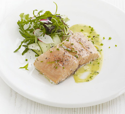 Tea-smoked salmon with herb mayonnaise