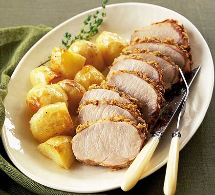 Herb-crusted roast pork