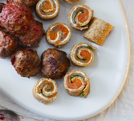 Smoked salmon & watercress pinwheels