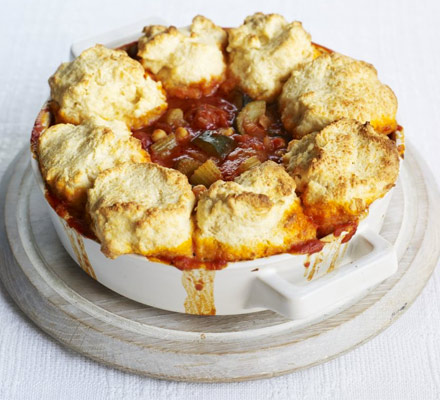 Tomato & harissa stew with cheddar dumplings