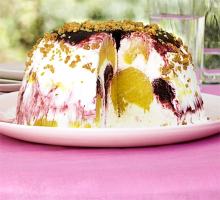 Mango, lime & blackberry bombe