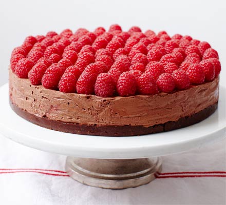 Rich raspberry chocolate mousse cake