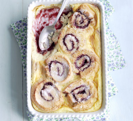 Roly-poly bread & butter pud