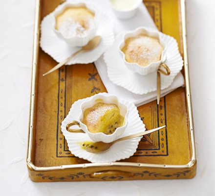 Passion fruit teacup puddings