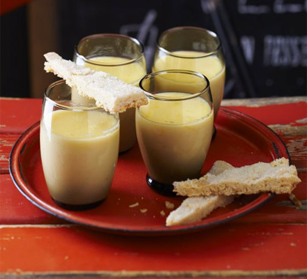 Lemon posset with sugared-almond shortbread