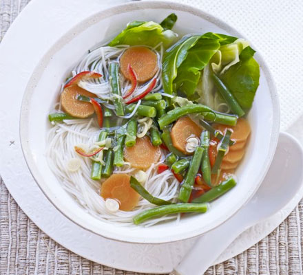 Noodle broth with Thai flavours