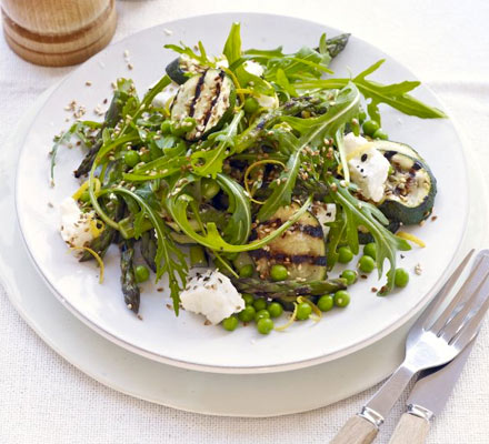 Asparagus & courgette salad with feta & sesame seeds