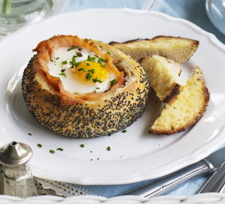 Baked salmon & eggs