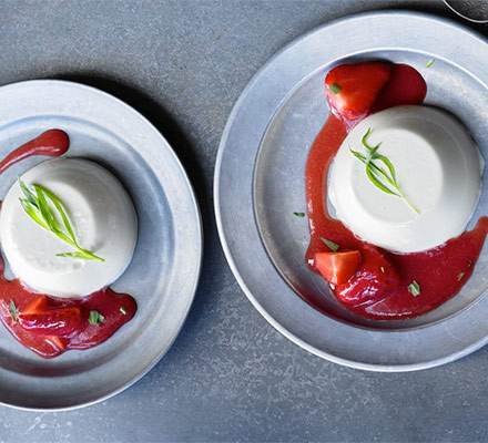 Strawberry & tarragon panna cotta