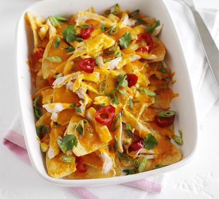 Homemade chicken nachos