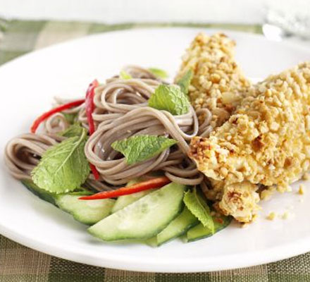 Nutty chicken with noodle salad
