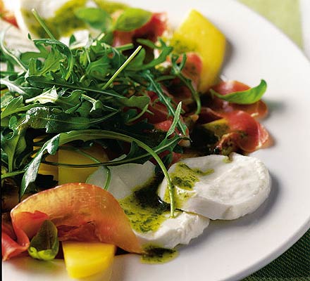 Mozzarella, mango & Serrano ham salad