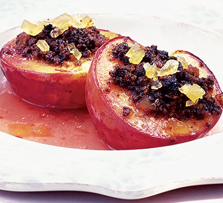 Chocolate & ginger baked peaches