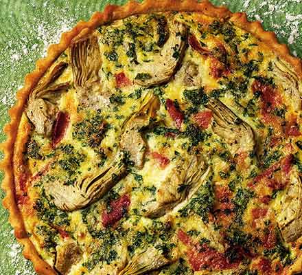 Artichoke, bacon & cheese tart