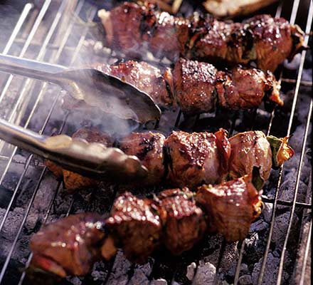 Lamb skewers on the grill