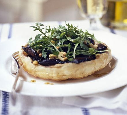 Mushroom & olive tatins