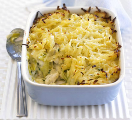 Rosti-topped fish pie