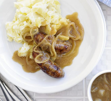 Sausages with apple mash