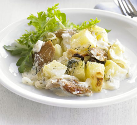 Smoked mackerel & potato bake