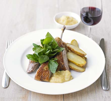 Spiced slow-roast duck & apple sauce