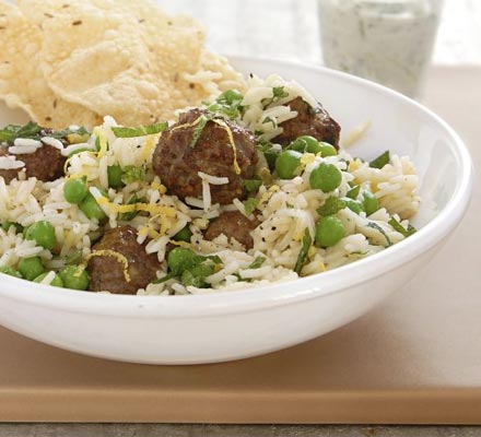 Lamb meatball & pea pilaf