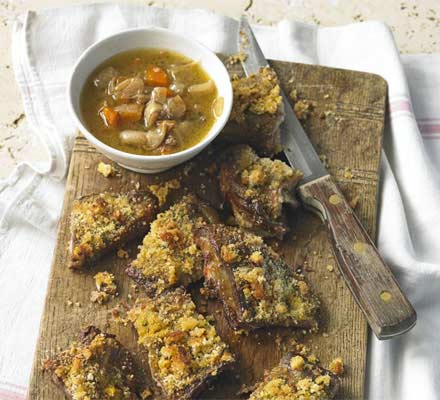 Mustard-crusted breast of lamb