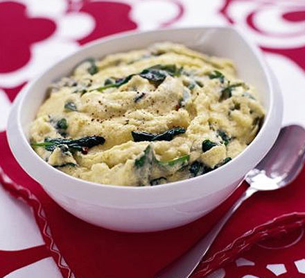 Creamy polenta with spinach