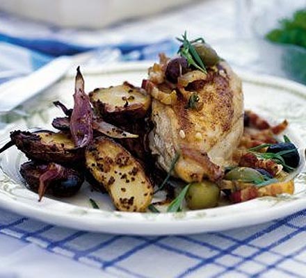 Chicken with tarragon, garlic & olives