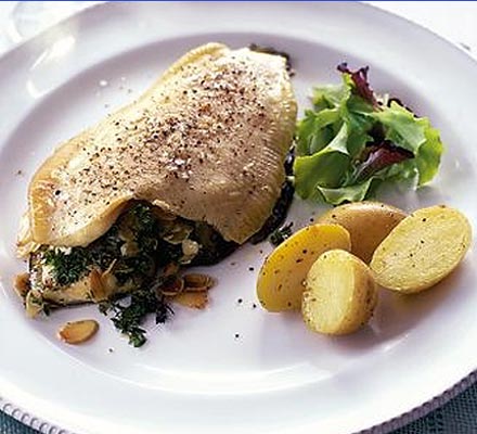 Herby almond plaice parcels