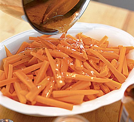Maple-mustard glazed carrots