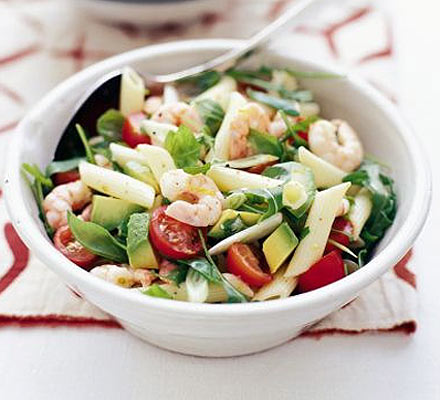 Prawn & avocado pasta salad