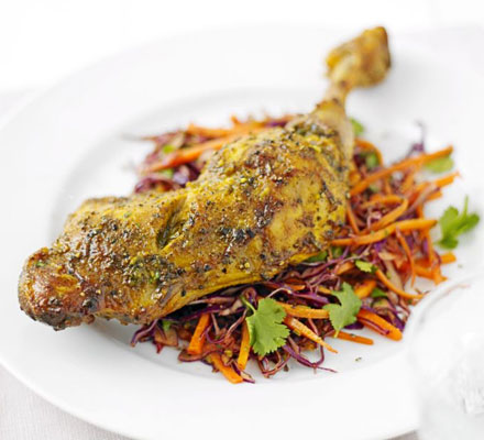 Easy Indian chicken with coleslaw