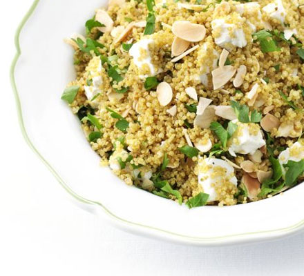 Spiced quinoa with almonds & feta