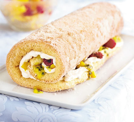 Mango & passion fruit roulade