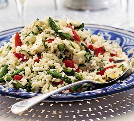 Minty summer rice salad