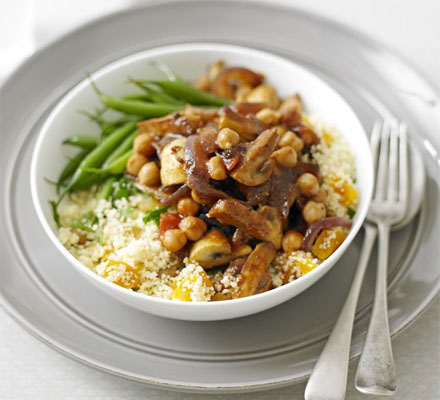 Moroccan mushrooms with couscous