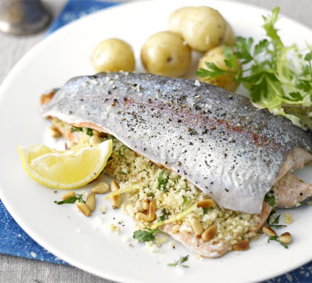 Stuffed baked trout
