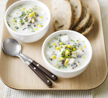 Chicken, lentil & sweetcorn chowder