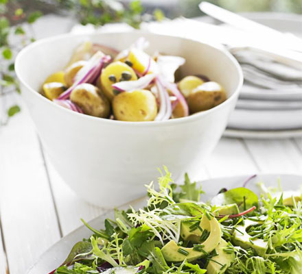 Zingy new potato salad