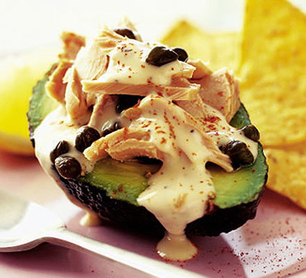 Tuna avocado with Caesar dressing