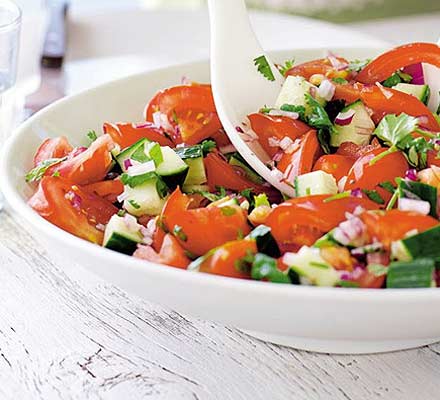 Tomato, cucumber & coriander salad