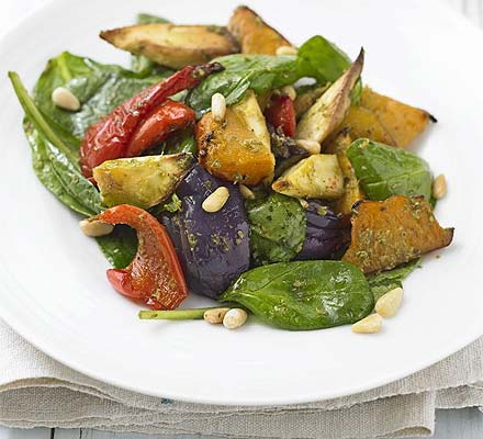 Warm pesto roast veg