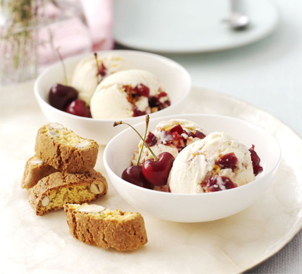 Cherry ripple & almond crunch ice cream