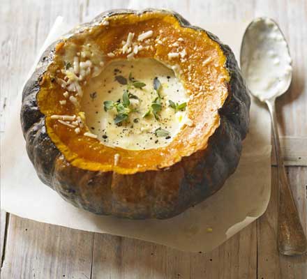 Roast pumpkin with cream, thyme & Parmesan