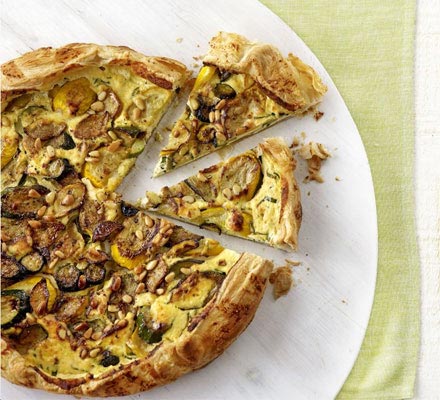 Rustic courgette, pine nut & ricotta tart