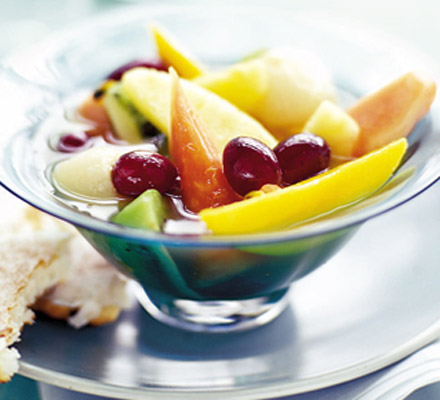 Tropical fruits in lemongrass syrup