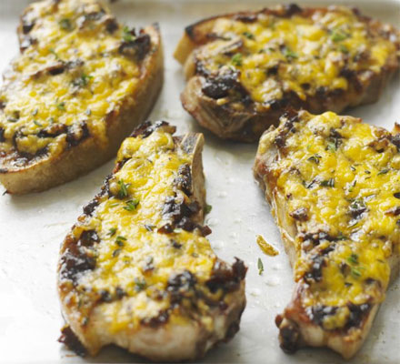 Cheese & onion pork chops